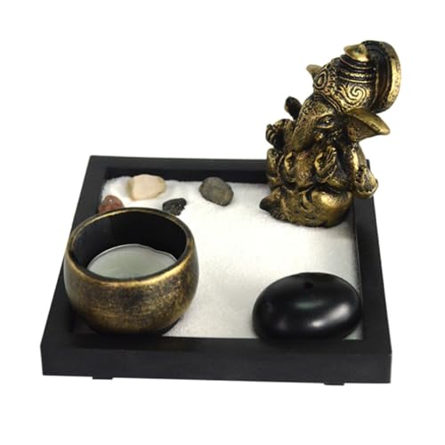 PHENOFICE 1 Satz Elefantengott Sandtischdekoration Desktop-Schmuck Ornament japanische schreibtischdeko Schreibtisch Dekoration Haushaltsausstattung Zen-Sandbox-Modell MDF Black von PHENOFICE