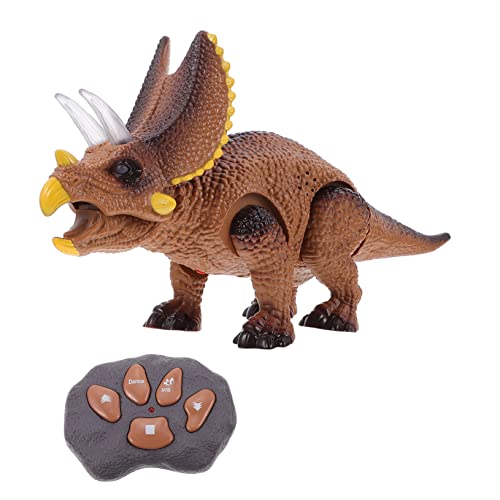 PHENOFICE 1 Satz Fernbedienung Dinosaurier leuchtende Dinosaurier Früherziehungsspielzeug Action Figur Dinosaur Toy Ferngesteuerter Dino elektrische Triceratops Kinderspielzeug Plastik Brown von PHENOFICE