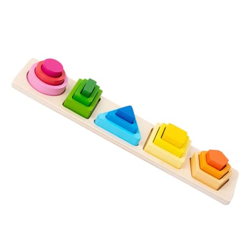 PHENOFICE 1 Satz Geometrisches Holzspielzeug Spielzeuge Aus Holzklötzen Formpuzzle Für Kinder Kinderspielzeug Aus Holz Pädagogisches Puzzlespielzeug Holzbausteine Hölzern Colorful von PHENOFICE