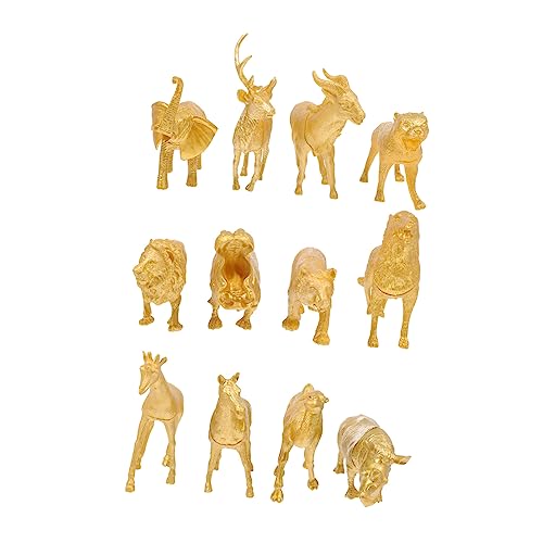 PHENOFICE 1 Satz Goldene Waldtiere Mini- Afrikanische Tierfigur Autospielzeug Für Kinder Feng-Shui-tierstatue Zahlenspielzeug Gehirnspielzeug Tierfiguren Spielzeug Miniaturtier PVC von PHENOFICE