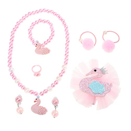 PHENOFICE 1 Satz Halskette-Set Armreifen für Mädchen verstellbare Charm-Halsketten kinderringe schellenkranz Kinder Haarspange Halskette Schmuck Kinder Halskette Armband Harz Rosa von PHENOFICE