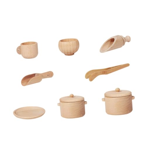 PHENOFICE 1 Satz Holz Geschirr Set Kinder Kochen Spielzeug Schneidespielzeug für die Küche Kitchen Set for küchenspielzeug für Kinder Simulationsgeschirr Geschirrspielzeug hölzern von PHENOFICE