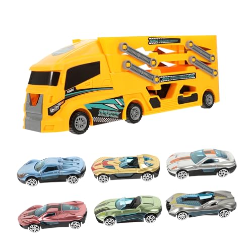 PHENOFICE 1 Satz Kinderauto Spielzeug Transport-LKW-Spielzeug Cartoon-kleinwagenspielzeug Autospielzeug Spielzeug Für Baufahrzeuge Spielzeug-modellautos LKW-Autos Spielzeugautos Abs Yellow von PHENOFICE