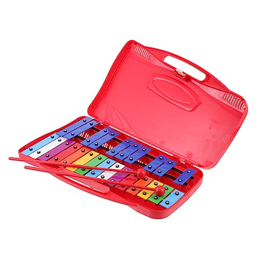 PHENOFICE 1 Satz Klavierspiel mit 25 Tönen Klaviertastatur Xylophon Handklopf-Xylophon kinderinstrumente Kinder musikinstrumente Spielzeug buntes Schlagzeug Schlaginstrument Eisenplatte rot von PHENOFICE