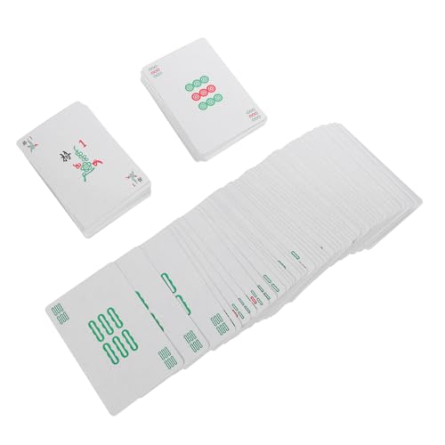 PHENOFICE 1 Satz Mah-Jongg-Spielkarten Poker-Mahjong-Steine chinesisches Kartenspiel Reise-Mahjong-Karte Outdoor-Mahjong-Fliesen Spielkarten Set Mini Spielkarten wasserdichte Spielkarten von PHENOFICE