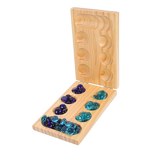 PHENOFICE 1 Satz Mankala Mancala-Spiel Mit Steinen Mancala-Klassiker Schachbrett Brettspiel Spielzeug Mancala-faltbrett Reise-brettspiel Faltbares Mancala-Brett Denkendes Puzzlespiel Hölzern von PHENOFICE