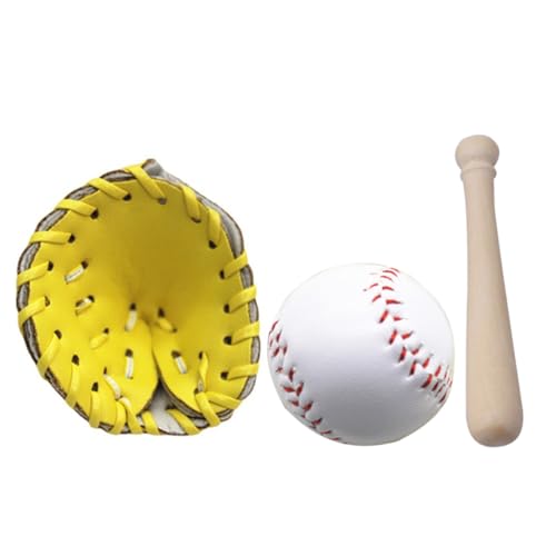 PHENOFICE 1 Satz Mini-Baseballsimulation Modellbausätze Puppenhausmöbel Puppenbett Holz baseballschläger sportgeräte für Mini-Hausdekoration Mini-Baseballschläger- Kiefernholz von PHENOFICE