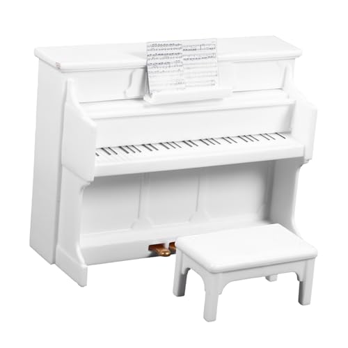 PHENOFICE 1 Satz Mini-Klavier Puppenhaus Stühle Miniaturen Mini-hausmöbel Klavier Für Minihaus Tiny House-Accessoires Mini- -Musikinstrument Miniklavier Für Plastik Weiß von PHENOFICE