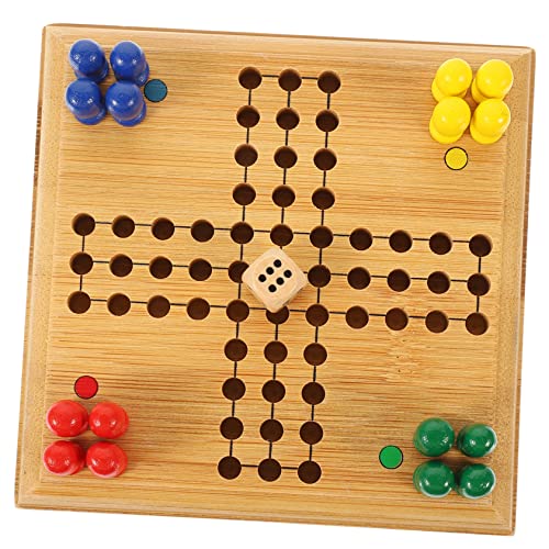 PHENOFICE 1 Satz Mini-Ludo Klassisches Spielzeug Schachbrettspielzeug Schachspielbrett Fliegendes Schach Für Kinder Lustiges Fliegendes Schach Interessantes Schachspielzeug Bambus von PHENOFICE