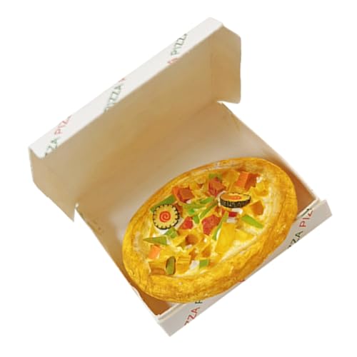 PHENOFICE 1 Satz Minipizza Mit Schachtel Simulation Minipizza Künstliche Pizza Puppenhaus-Pizza-Requisite Pizza-Modell- Miniatur-pizzamodell Winzige Essensstütze Gefälschte Pizza Papier von PHENOFICE