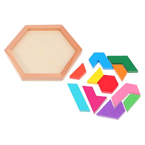 PHENOFICE 1 Satz Puzzle-Bausteine Tangram-Puzzle holzpuzzle Tangram Kinder Puzzle Mind Game Spielzeug Sechseck-Puzzle Lustiges Puzzle Umweltfreundliche Farbe auf Wasserbasis Colorful von PHENOFICE