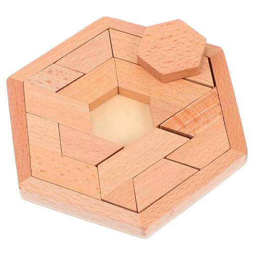 PHENOFICE 1 Satz Puzzle-Bausteine Tangram entwicklung bastelset bastelzeug für problemlösung Rätsel zum frühen Lernen Sechseck-Puzzle hochwertiges Holz von PHENOFICE