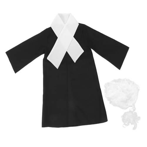 PHENOFICE 1 Satz Richteruniform Für Kinder Richter-cosplay Richter-halloween-kostüm Rechtsanwalt Perücke Richterkostüm Mit Perücke Richter Kostümzubehör Kolonialrichter Perücke Polyester von PHENOFICE