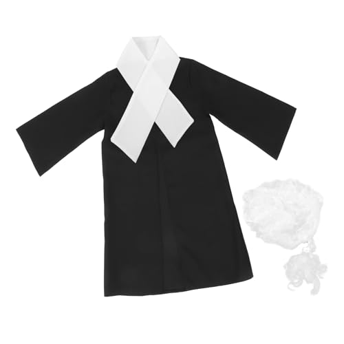 PHENOFICE 1 Satz Richteruniform Für Wissenschaftler Haken Jungs Zubehör Kostüm Kinderperücke Richterperücke Für Richterkittel Für Richter-Outfit Black Polyester von PHENOFICE