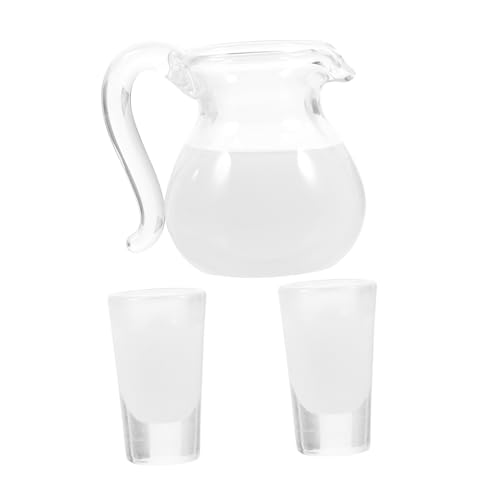 PHENOFICE 1 Satz Saftmilchglaskrug Miniatur-Wasserkocher Mini-Essen Küchenzubehör Mini-Wasserkocher Miniatures Milk jug Wasserkrug Puppenhaus Tischdeko Mini- -Küchendekor Harz Weiß von PHENOFICE