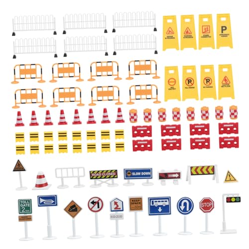 PHENOFICE 1 Satz Simulierte Verkehrsbarrikaden Junge Spielset Straßenschilder Für Kinder Fahrzeugschilder, Spielzeug Mikrospielzeug Verkehrswarnzeichen-spielset Verkehrsschild Matten Plastik von PHENOFICE