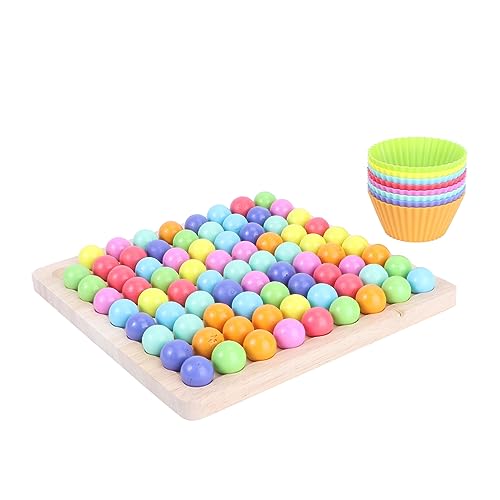 PHENOFICE 1 Satz Spielzeug Aus Holzperlen Interaktives Eltern-Kind-Spielzeug Holzkugel-Puzzle Kinderball-Clip-Spielzeug Colorful Bambus von PHENOFICE