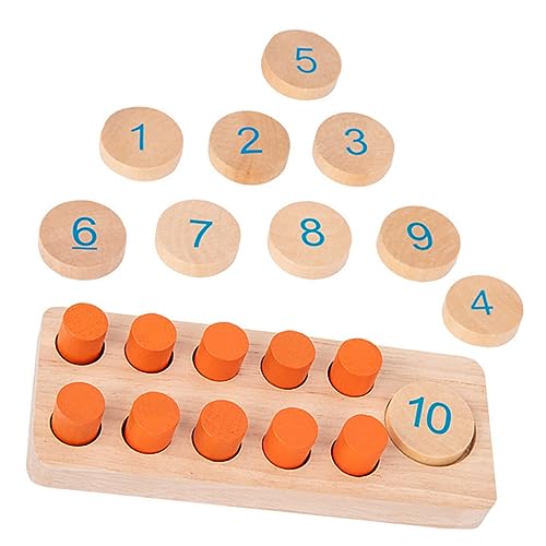 PHENOFICE 1 Satz Spielzeug zählen Puzzles für Kinder Manipulationen für die Vorschule kindererziehung aufklärung Kinder Kindergartenspielzeug Mathetafel für Kleinkinder 1-3 hölzern Orange von PHENOFICE