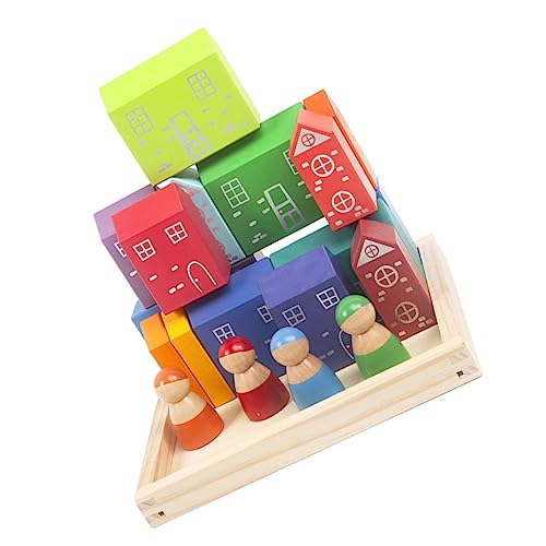 PHENOFICE 1 Satz Stadtbausteine ​​Spielzeug Balancierblock für Kleinkinder Frühpädagogisches Spielzeug interaktives Spielzeug Kinder holzspielzeug Toys Bunte Bausteine Kinder bausteine von PHENOFICE