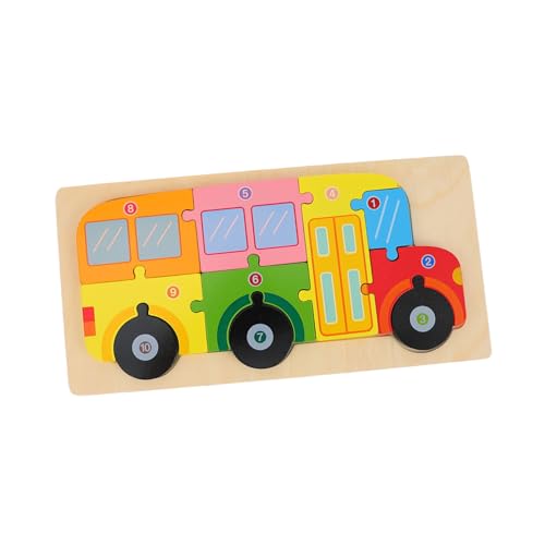 PHENOFICE 1 Satz Stereo-Block-Puzzle Puzzles Für Kinder Autospielzeug Für Mädchen Kleinkind Rätsel Für Bus-Spielzeug Kinderspielzeug Fahrzeug Puzzle 3D-Puzzle Holz von PHENOFICE