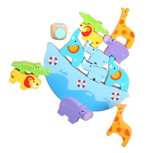 PHENOFICE 1 Satz Tumbler-Bausteine Balance-Stapelspielzeug Kleinkinder stapeln Spielzeug interaktive Spiele Animal-Design spielzeuge Spielzeug stapeln Balance-Stapelblock hölzern Sky-Blue von PHENOFICE