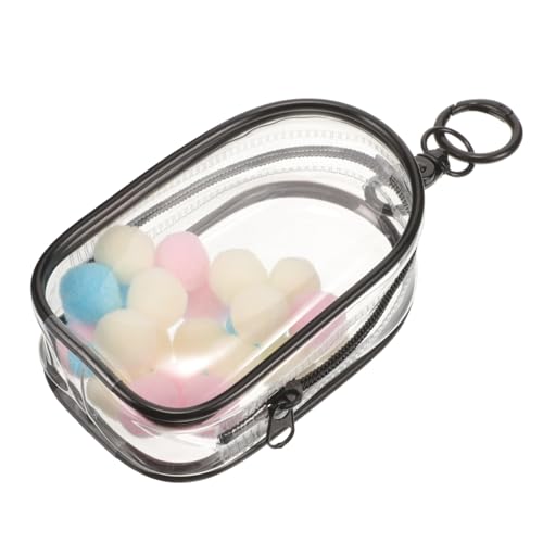 PHENOFICE 1 Satz Verpackung Mit Kapselverschluss Figur Tasche Hängender Organizer Mit Reißverschluss Figurenvitrine Klar Halter Puppen-vitrine-schlüsselanhänger Geldbörse Mini Black Plastik von PHENOFICE