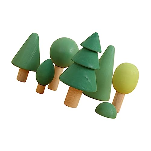 PHENOFICE 1 Satz Waldbausteine ​​Spielzeug Mini-Baum Kleine Weihnachtsbäume Baum Stapelblöcke Flaschenbürstenbaum Miniaturbäume Zum Basteln Geometrie Bausteine Stapelspielzeug Dorfbäume Holz von PHENOFICE