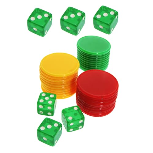 PHENOFICE 1 Satz Würfel-chip-Set Farbzählchip Kidcraft-spielset 6-seitiger Spielwürfel Lernzähler-chip Leere Chipkarte Leere Spielchips Tragbare Würfelspiel-Requisite Jetons Kunststoff Acryl von PHENOFICE