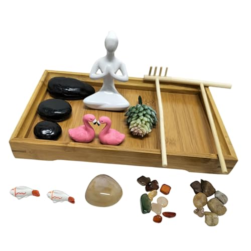 PHENOFICE 1 Satz Zen-Garten-kit Hause Sandkasten Schmücken Sandbox-figurenmodell Kleine Wohndekoration Garten Sandkasten Schreibtisch Sandkasten-kit Japanisches Desktop-Sandbox Bambus von PHENOFICE