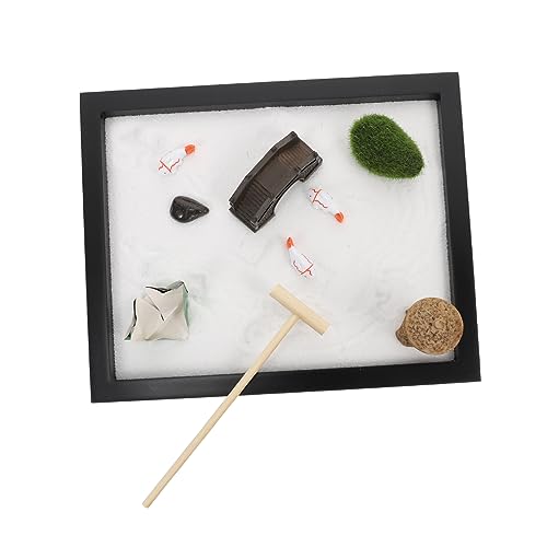 PHENOFICE 1 Satz Zen-sandtisch Hause Sandkasten Schmücken Haushaltskunst Japanischer Zen-Garten Zen Garten Armaturenbrett Dekorationen Zen-sandkastenverzierung Terrarium Dekor Black Harz von PHENOFICE