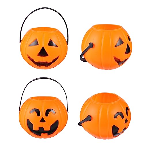 PHENOFICE 1 Set 12 Stück Beleuchtete Kürbis Halloween Kürbislampe Orangefarbener Jack O Laterne Eimer Jack O Laterne Kürbiseimer Aus Kunststoff von PHENOFICE