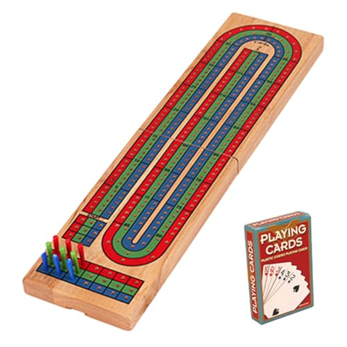 PHENOFICE 1 Set Cribbage Card Game Tor Tor Spielbrett Cribbage Tischspiel Solid Wood Party Tischspiel Solid Wood Game Board Cribbage Board Funny Wiederverwendbares Cribbage Board Tisch von PHENOFICE