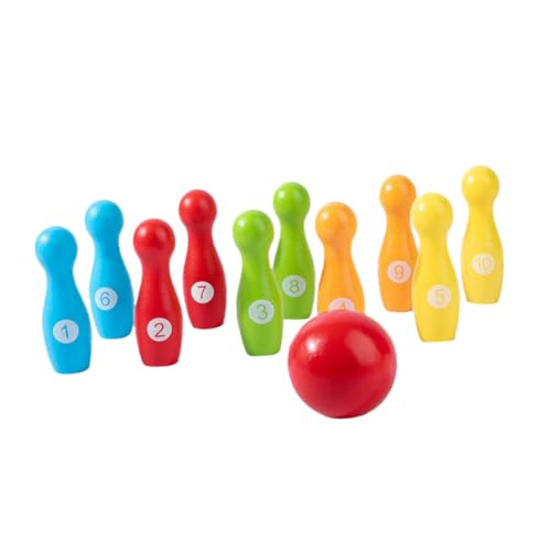 PHENOFICE 1 Set Holz Zahlen Bowling Kinderspielzeug Lieferungen Denkaufgabe Spielzeug Pädagogisches Kleinkind Spielzeug Kinder Bowling Set Kinder Bowling Spiele Kinder Bowling von PHENOFICE