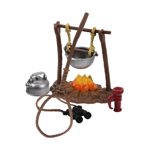 PHENOFICE 1 Set Überlebensausrüstung Spielzeug Miniatur Lagerfeuersimulation Camping Wasserkocher Modelle Simulation Camping Modelle Simulation Camp Spielzeug Mini Pretend Camping von PHENOFICE