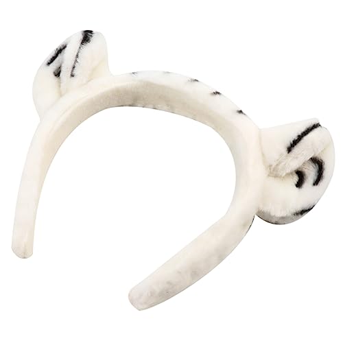 PHENOFICE 1 Stk Stirnband Plüsch-tier-stirnbänder Plüsch-ohr-haarband Exquisite Kopfbedeckung Cosplay-party-haar-accessoire Haarreifen Mit Leopardenkorn Haarschmuck Attraktiver Haarreif Weiß von PHENOFICE