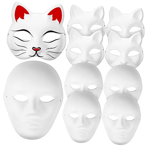 PHENOFICE Weiße DIY Papiermasken Für Karneval Cosplay Und Halloween Unbemalte Katzen Und ännermasken Zum Kreativen Gestalten Und Handmalen von PHENOFICE