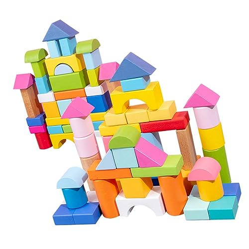 PHENOFICE 100St Blöcke Babybausteine Pädagogisches Spielzeug Kinder entwicklung Kinder basteln Kinderbildung holzkit Kleinkinder Holzspielzeug Holzbausteine Lernspielzeug für Kinder hölzern von PHENOFICE