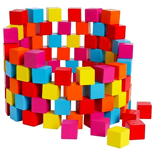 PHENOFICE 100St Würfelblöcke pädagogisches Würfelspielzeug Bunte Bausteine Kinderspielzeug Kinder holzspielzeug Kinder bausteine Spielzeug aus Holzblöcken kleine Blöcke Papier Colorful von PHENOFICE