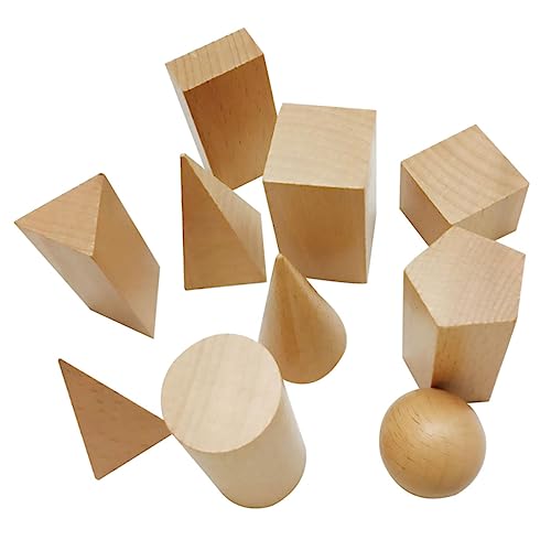 PHENOFICE Spielen Für Kinder 10st 3D-Geometrie- Kindergeburtstags Mitgebsel Fantasie Construction Toys Pädagogisches Holzspielzeug Kombinierte Lehrmittel Geometrie Bausteine Hölzern Yellow von PHENOFICE