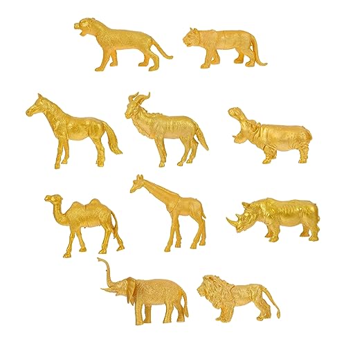 PHENOFICE 10St goldene simulierte Tiere Mini-Dschungel-Wildtiere Mikrospielzeug Simulationsfigur Wildcraft wohnzimmerdeko Goldene Tierfiguren Goldenes Tiermodell realistisches Tiermodell PVC von PHENOFICE