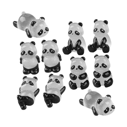 PHENOFICE 10st Im Dunkeln Leuchtender Panda Miniatur-tierstatuen Mini-tierverzierung Kleiner Zwergpanda Mini-Panda-Figuren Mini-Panda-Statue Mini-tierfiguren- Kleiner Panda Black Harz von PHENOFICE