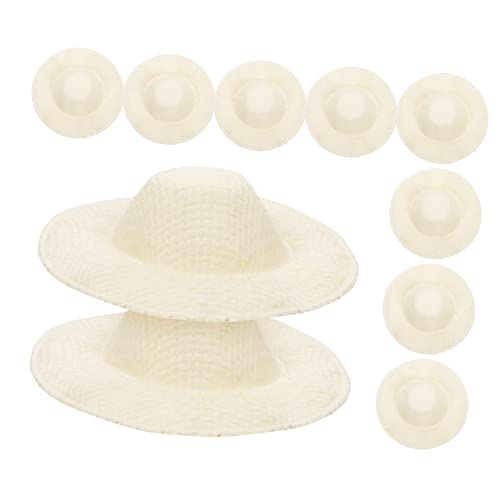 PHENOFICE 10st Mini-Hut Puppe Strohhut Süße Puppenmütze Hamsterzubehör Puppen-minihüte Mini Mexikanischer Hut Puppenhüte Puppenstrohhüte Puppenzubehör Mini-Sombrero-hüte Miniatur Beige Stoff von PHENOFICE