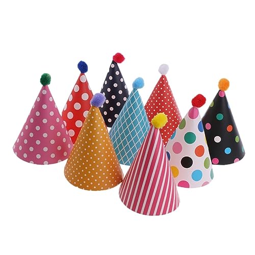 PHENOFICE 11er Set Geburtstagsfeier Partyhüte Aus Mit Pom Poms Bunte Hüte Für Kindergeburtstag Partyzubehör Und Feierlichkeiten von PHENOFICE