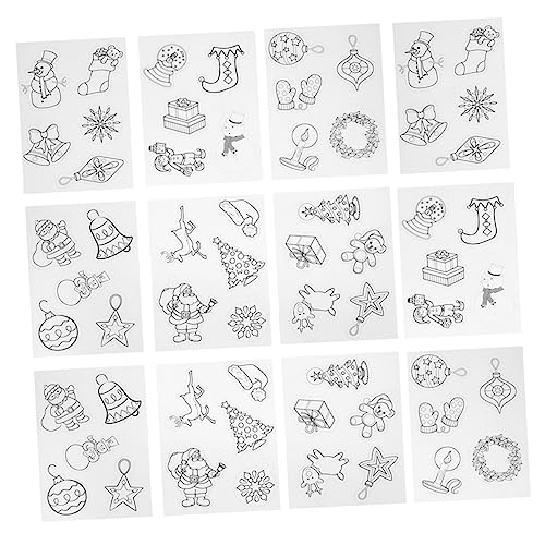 PHENOFICE 12 Blatt Weihnachtsschrumpffolie Weihnachtsschmuck Set Schrumpfkunst Schrumpfbares Papier Weihnachtsschrumpfpapier Schrumpfende Kunstfolien von PHENOFICE