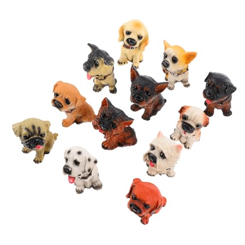 PHENOFICE 12st Künstlicher Hund Hundeschmuck Figuren in Welpenform Welpenfiguren Spielset Figuren Spielzeug Hundeornament Desktop-ornament Hundefiguren Spielset Harz von PHENOFICE