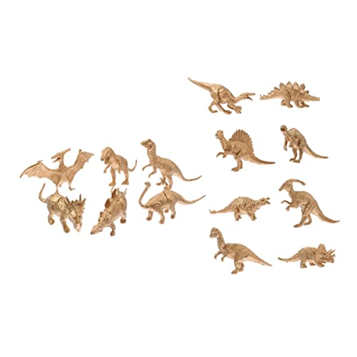 PHENOFICE 14st Goldenes Dinosauriermodell Lernspielzeug Für Kinder Mini-tierfiguren Tier-Mottoparty Minispielzeug Für Kinder Miniaturtiere Figuren Für Kinder Dinosaurier-Puzzle Plastik von PHENOFICE