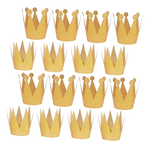 PHENOFICE 18 Stk Geburtstagskrone geburtstag kopfbedeckungen Kronen für Kinder partyhüte kinder party mitgebsel kinder Geburtstag Papierhüte Geburtstagsfeier Hut PVC abstauben Golden von PHENOFICE