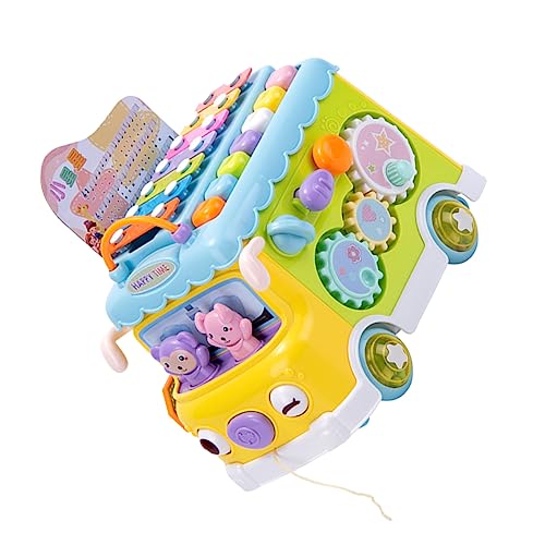 PHENOFICE 1Stk Kinderklavier Musik Sound Spielzeug Musikalisches Klopfspielzeug interaktives Spielzeug kinderinstrumente travel Toys Bus ziehendes Spielzeug Xylophon in Busform Plastik von PHENOFICE