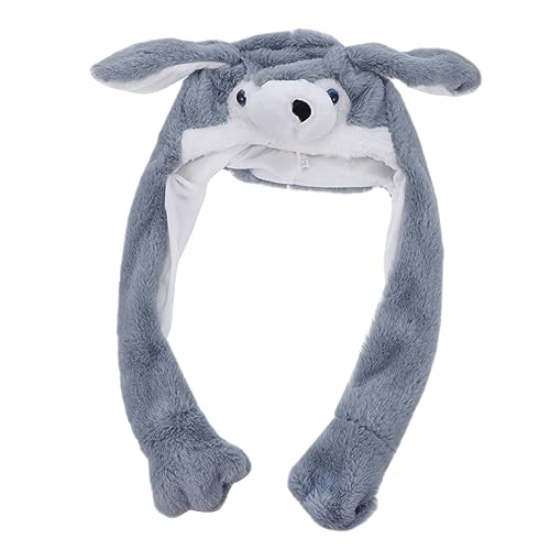 PHENOFICE 1Stk bewegender Hut Ohr bewegender springender Hut Cosplay-Outfits tierisches Partykostüm Ohrenmütze tiermütze lustige kopfbedeckung kuscheltier Tierkopfhut Cartoon-Hut Stoff Grey von PHENOFICE