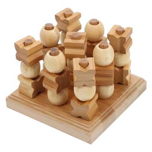 PHENOFICE 1stk Dreidimensionales Toe Schach-stapelspielzeug Logiktraining Schach Magnetisches Schachbrett Magnetspielzeug Für Kinder Sudoku-Schach Faltschachspiel Bambus Brown von PHENOFICE